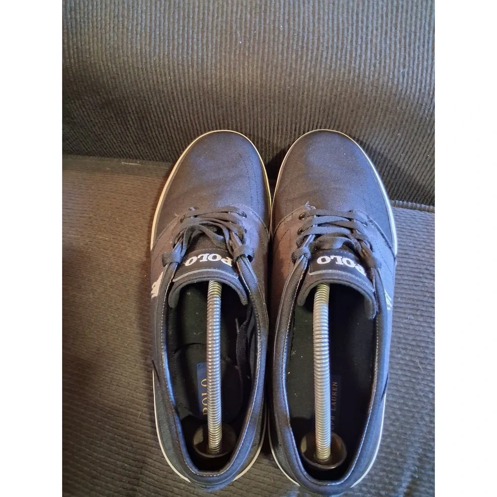 Polo Ralph Lauren Vaughn Shoes Men 12D‎ Black Canvas Lace White Pony Dress